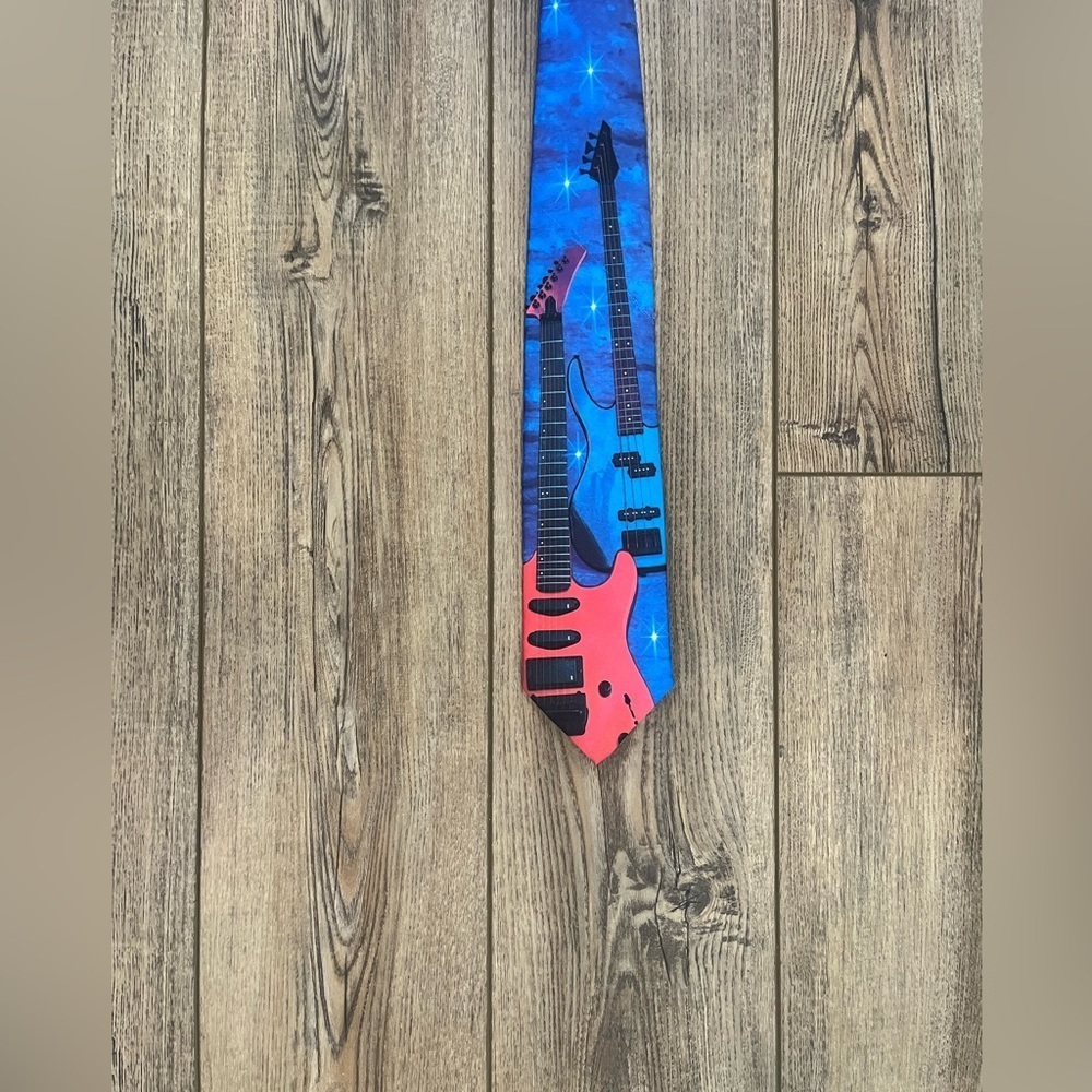 Ralph Marlin “Guitars” Novelty Tie – 1994 Music Instrument Print